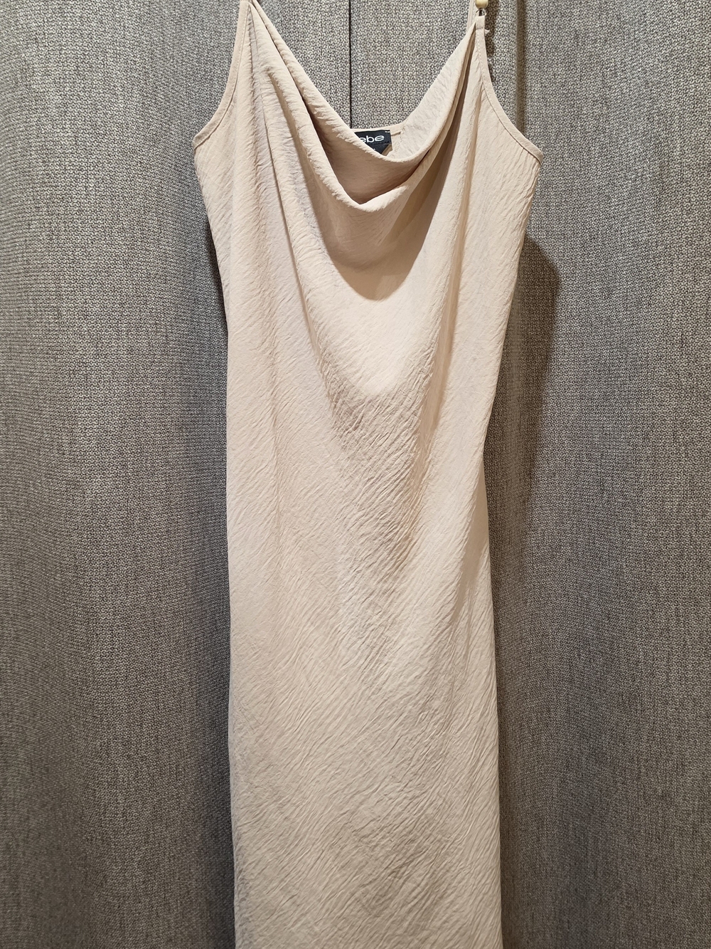 bebe Neutral Cream Cowl Neck Midi Slip Dress